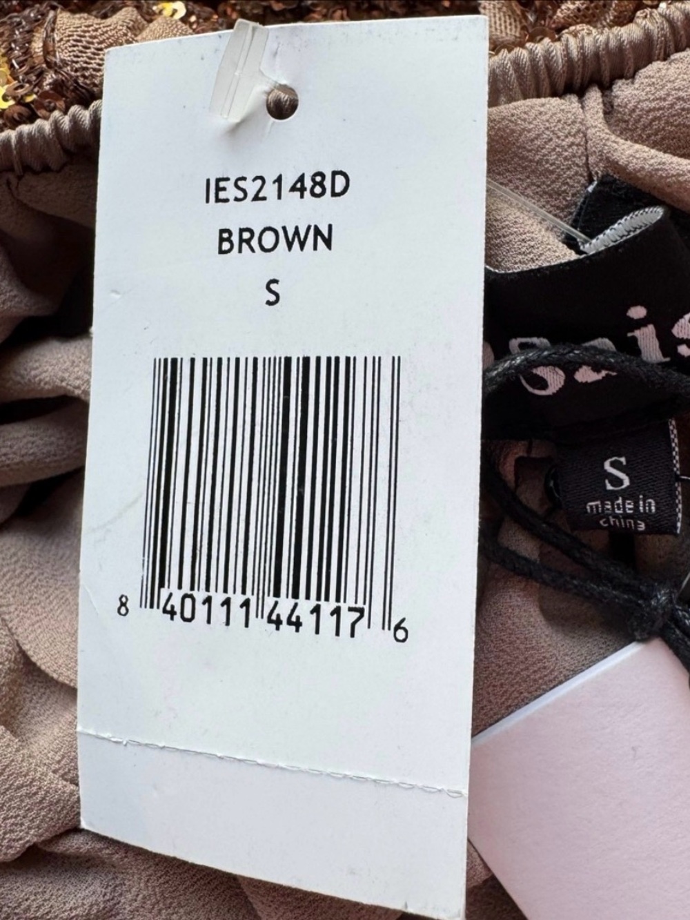 NWT En Saison Brown Sequin Ruffle Mini Dress Size Small - Picture 13 of 15